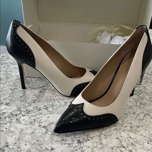 Ralph Lauren Black and Cream Stiletto Heels